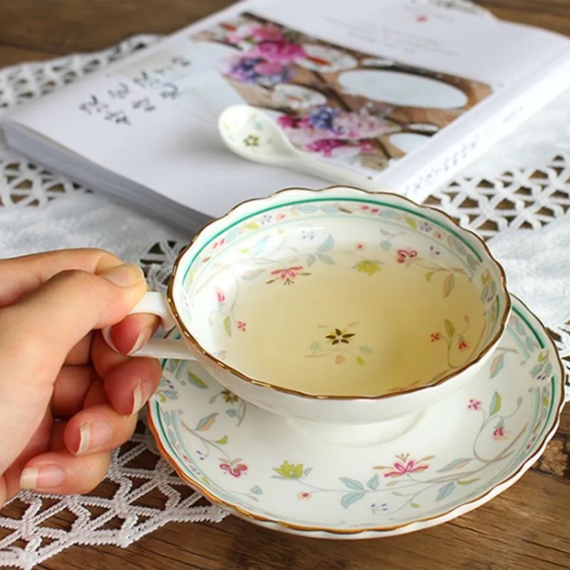 Korean Tea Set - Ceramic Coffee Cup Set European-style Bone