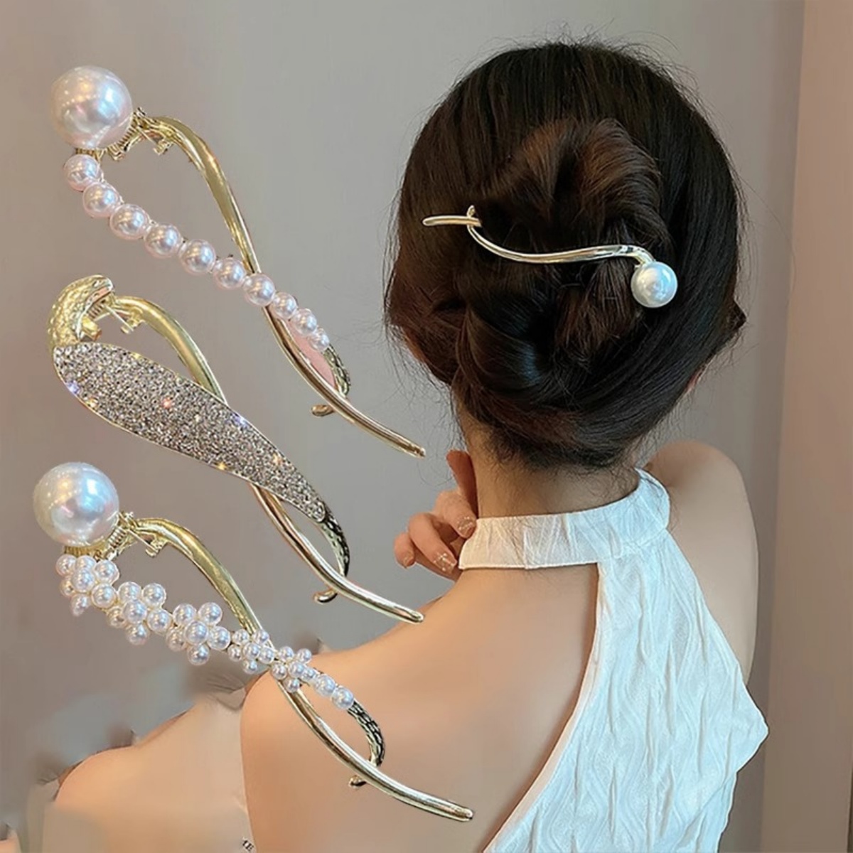 Elegant Glitter Pearl Hair Cli - Korean Women Lifestyle 评论和价格