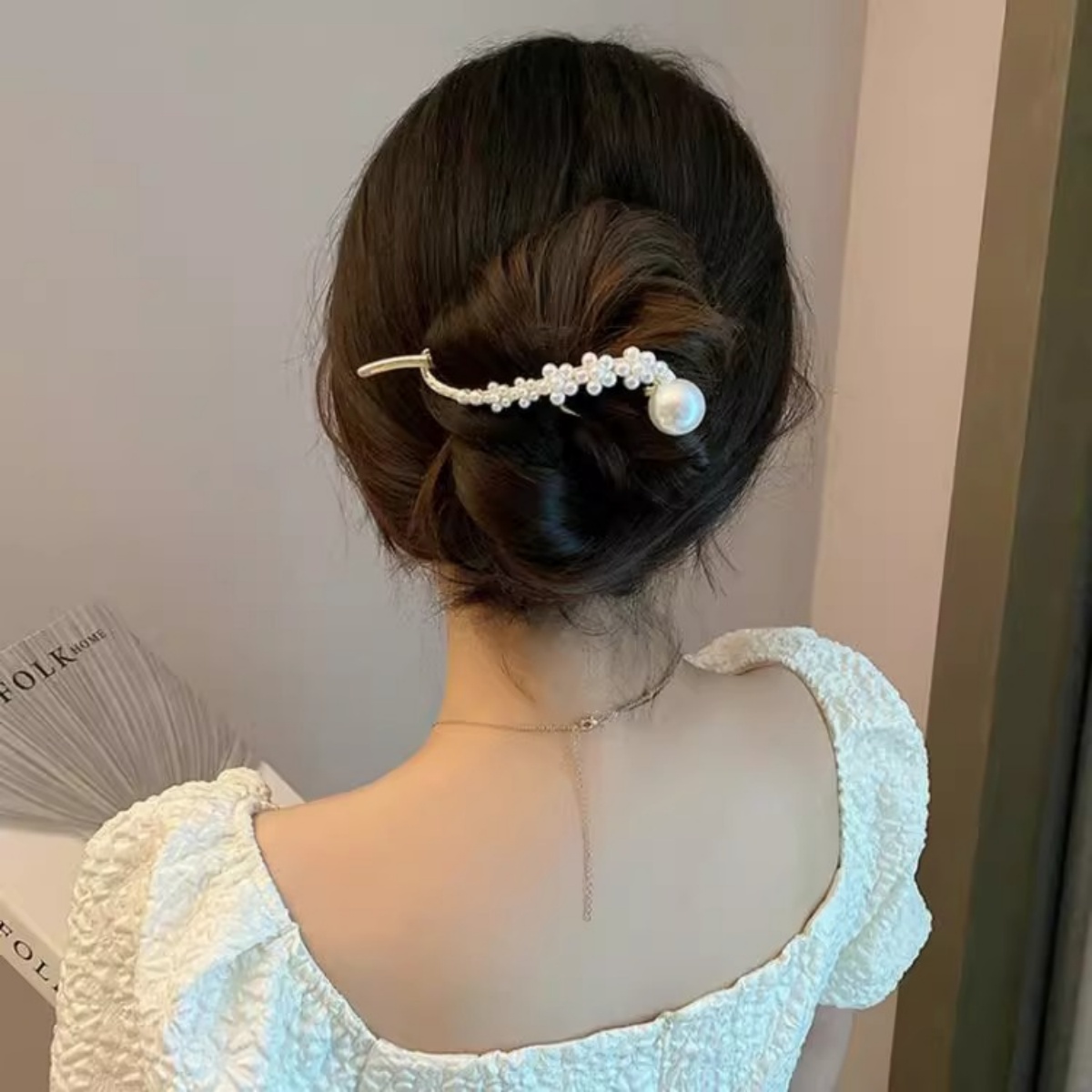 Elegant Glitter Pearl Hair Cli - Korean Women Lifestyle 评论和价格