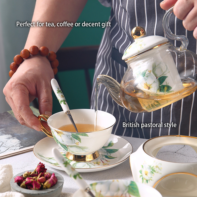 Camellia Bone China Tea Set Br - Korean Tea Set 评论和价格