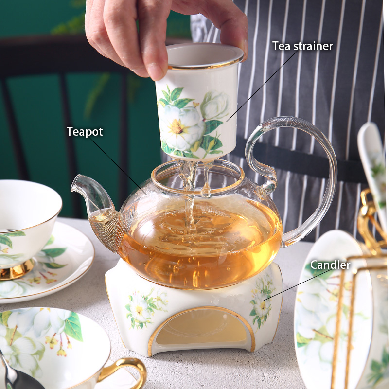 Camellia Bone China Tea Set Br - Korean Tea Set 评论和价格