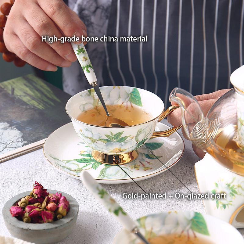 Camellia Bone China Tea Set Br - Korean Tea Set 评论和价格