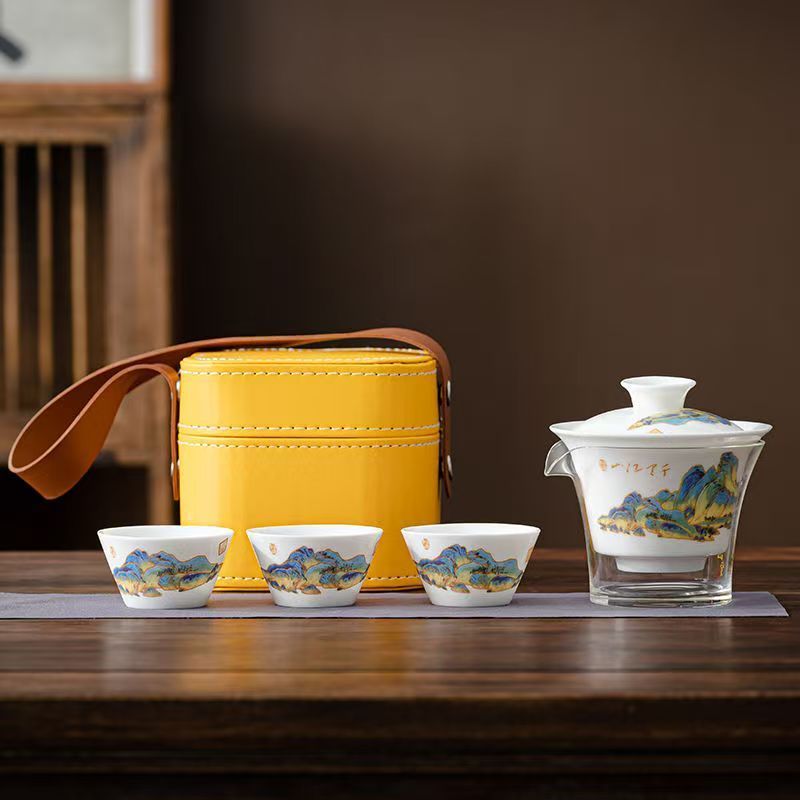 Travel Jade White Porcelain Te - Korean Tea Set 评论和价格