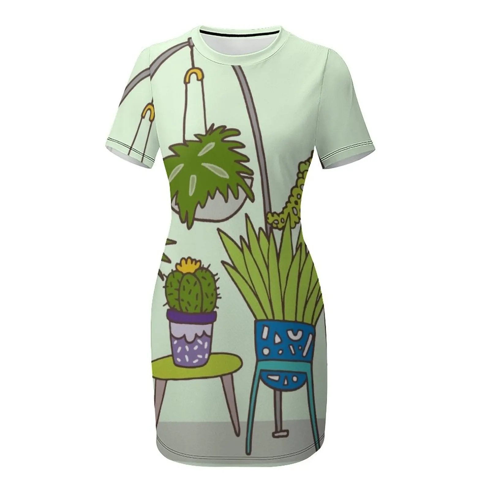 Plant life Short-Sleeved Dress - Korean Girls Lifestyle 评论和价格